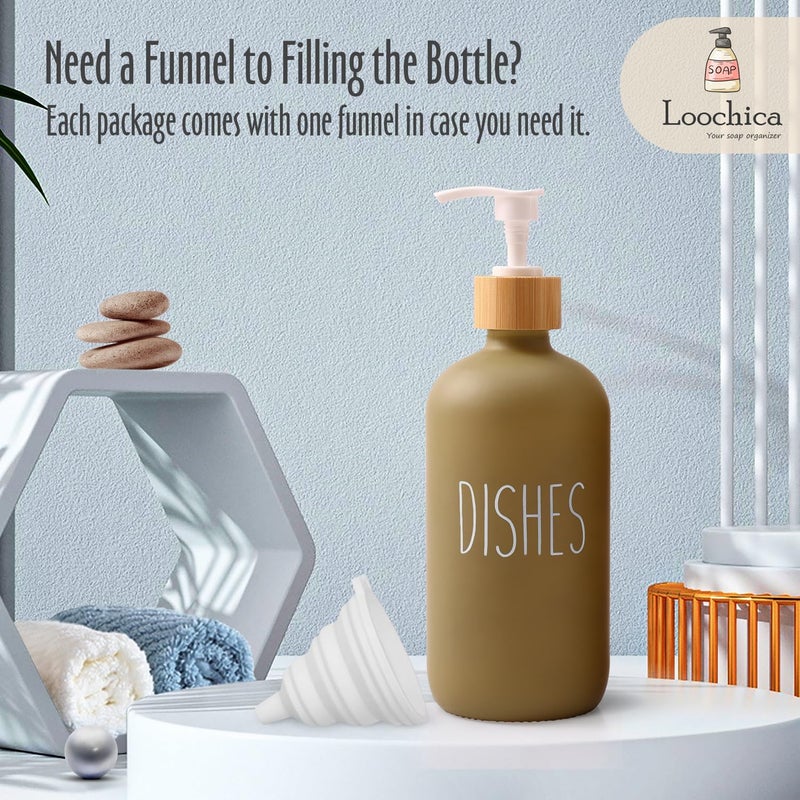 Loochica Sage Green Glass Kitchen Soap Dispenser, Detergent Dispenser or Dish Soap Dispenser for Kitchen Sink, Modern Sage Green Decor Dish Soap Pump for Kitchen Organization - Image 2